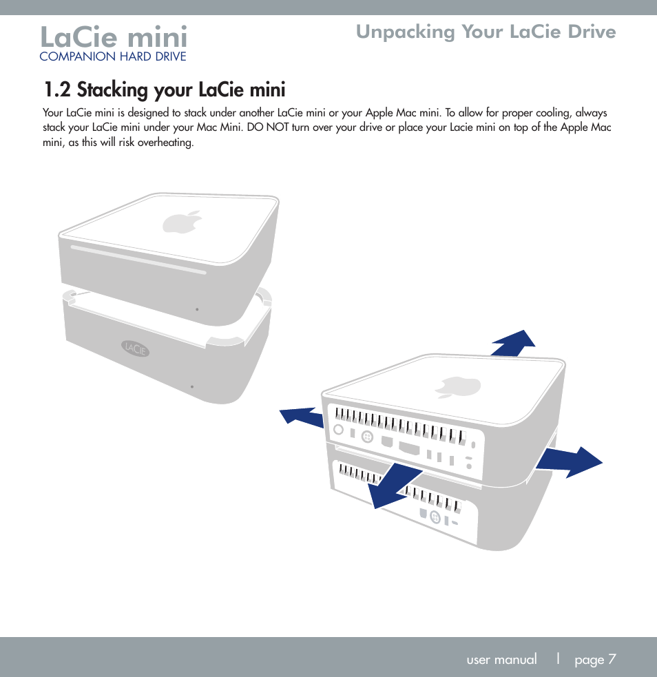 Lacie mini, 2 stacking your lacie mini | LaCie MINI COMPANION HARD DRIVE U S B 2. 0 User Manual | Page 7 / 30
