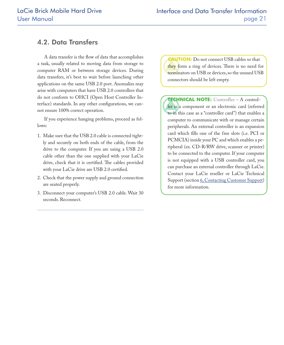 Data transfers | LaCie Drive User Manual | Page 21 / 28