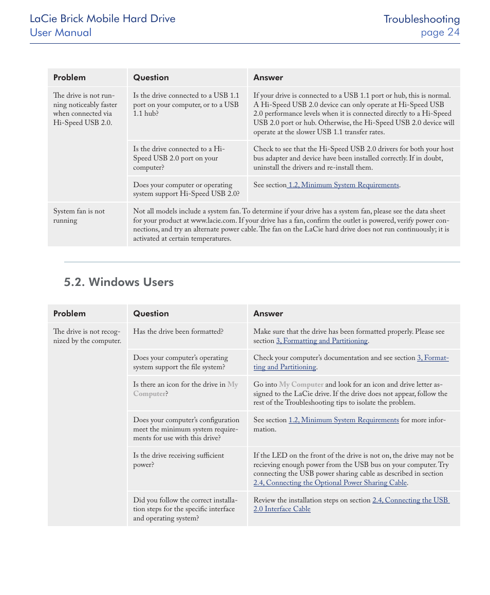 Windows users | LaCie Drive User Manual | Page 24 / 28