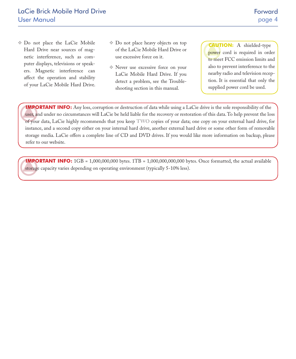 LaCie Drive User Manual | Page 4 / 28