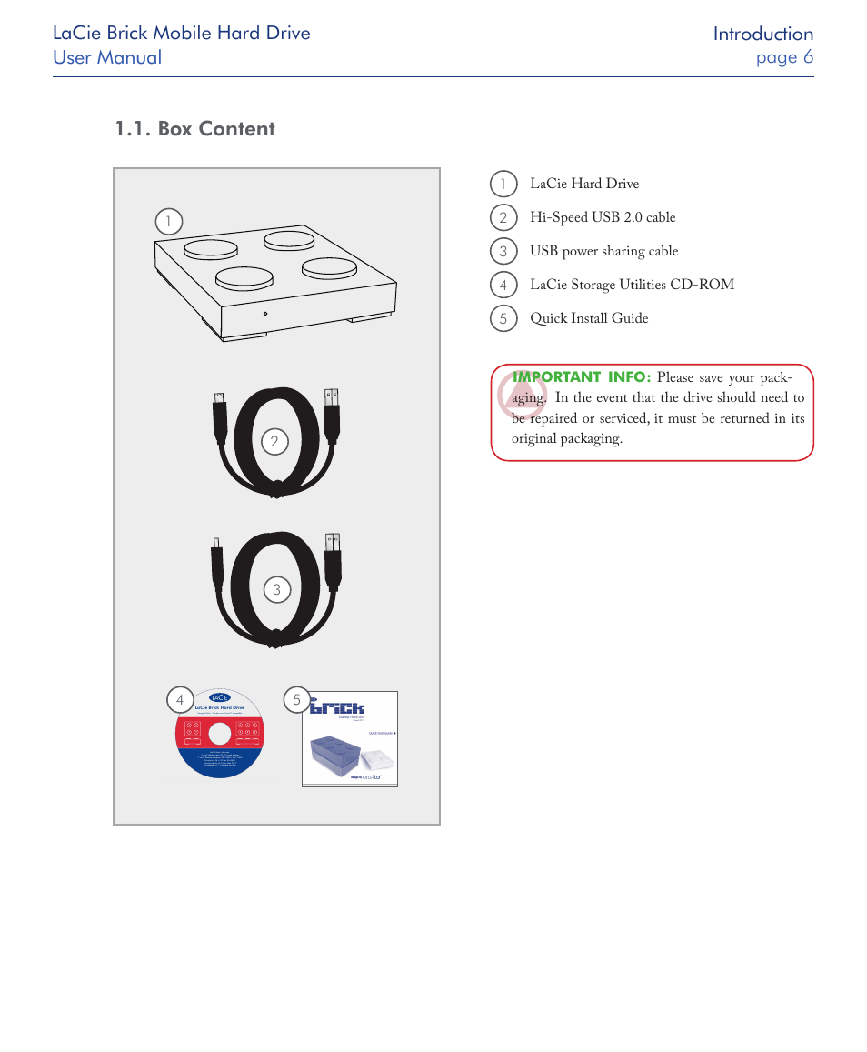 Box content | LaCie Drive User Manual | Page 6 / 28