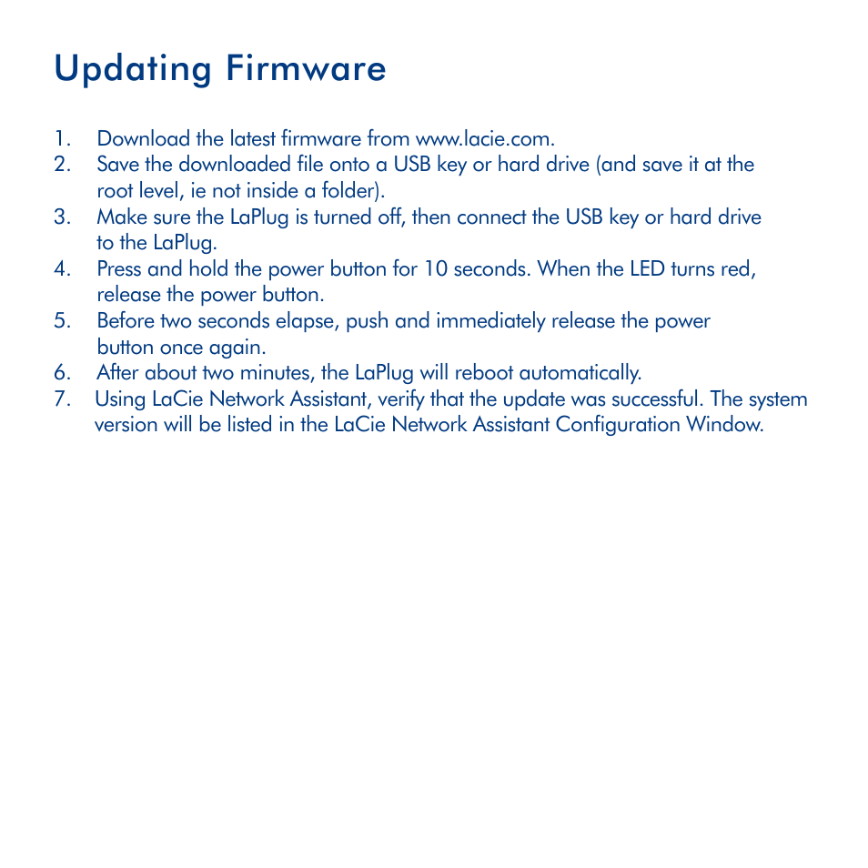Updating firmware | LaCie LaPlug User Manual | Page 10 / 43