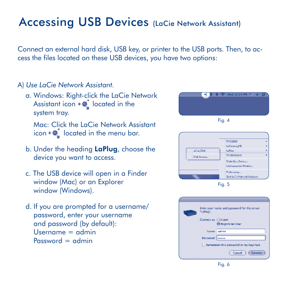 Accessing usb devices | LaCie LaPlug User Manual | Page 6 / 43