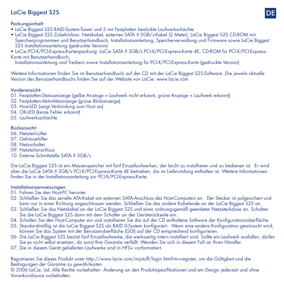 Lacie biggest s2s | LaCie S2S User Manual | Page 11 / 24