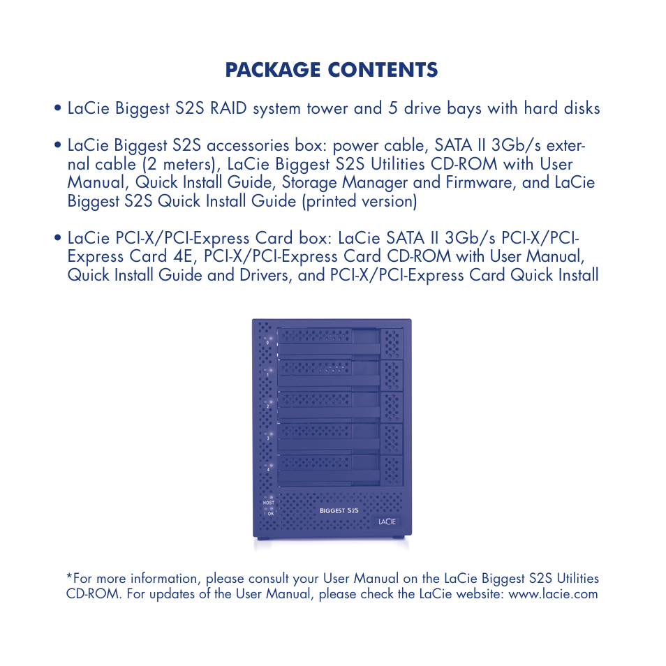 Package contents | LaCie S2S User Manual | Page 3 / 24