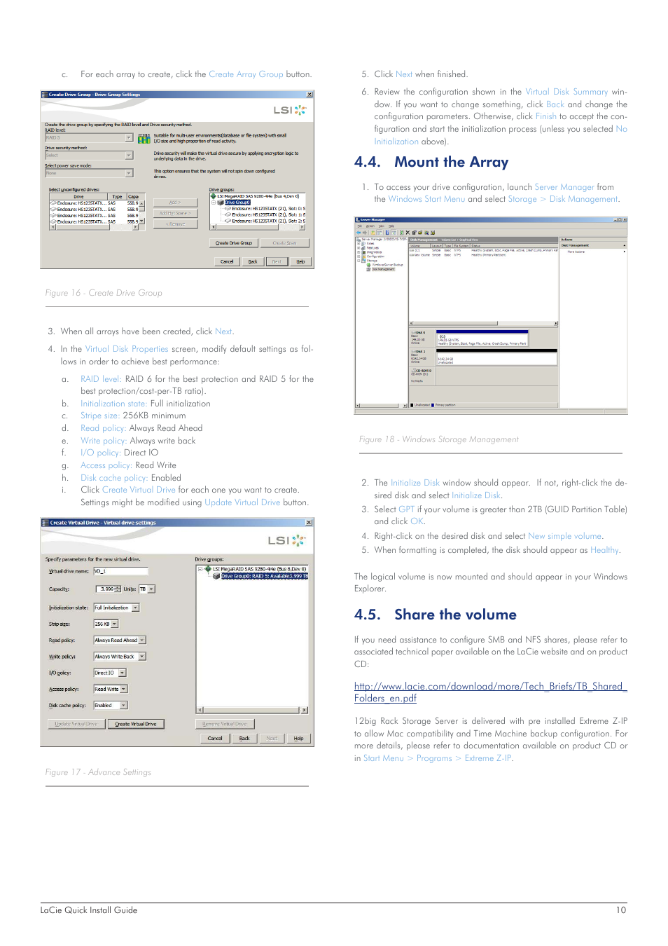 Mount the array, Share the volume | LaCie 12big Rack Storage Server User Manual | Page 10 / 11
