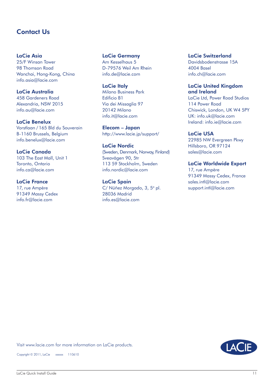 Contact us | LaCie 12big Rack Storage Server User Manual | Page 11 / 11