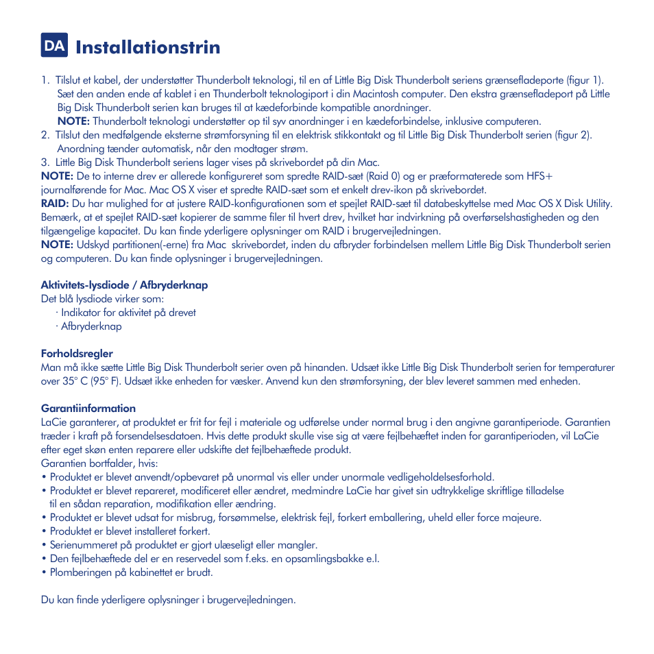 Installationstrin | LaCie Little Big Disk Thunderbolt Series User Manual | Page 14 / 24