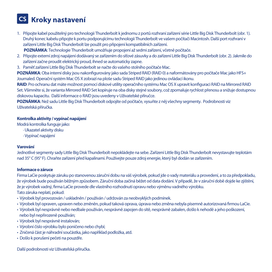 Kroky nastavení | LaCie Little Big Disk Thunderbolt Series User Manual | Page 19 / 24