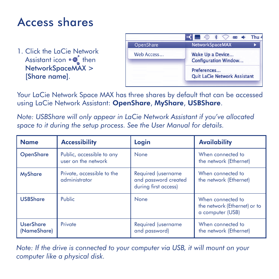 Access shares | LaCie network space MAX User Manual | Page 5 / 24