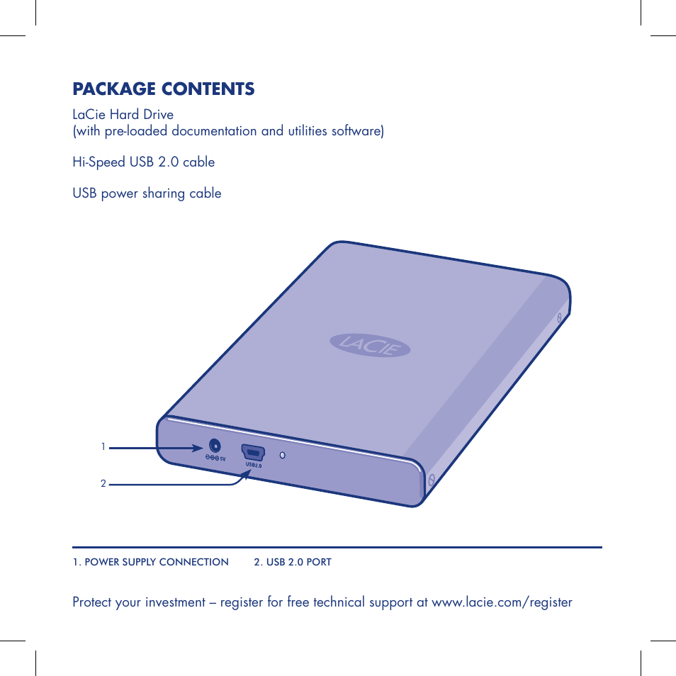 Package contents | LaCie Mobile Disk User Manual | Page 2 / 22