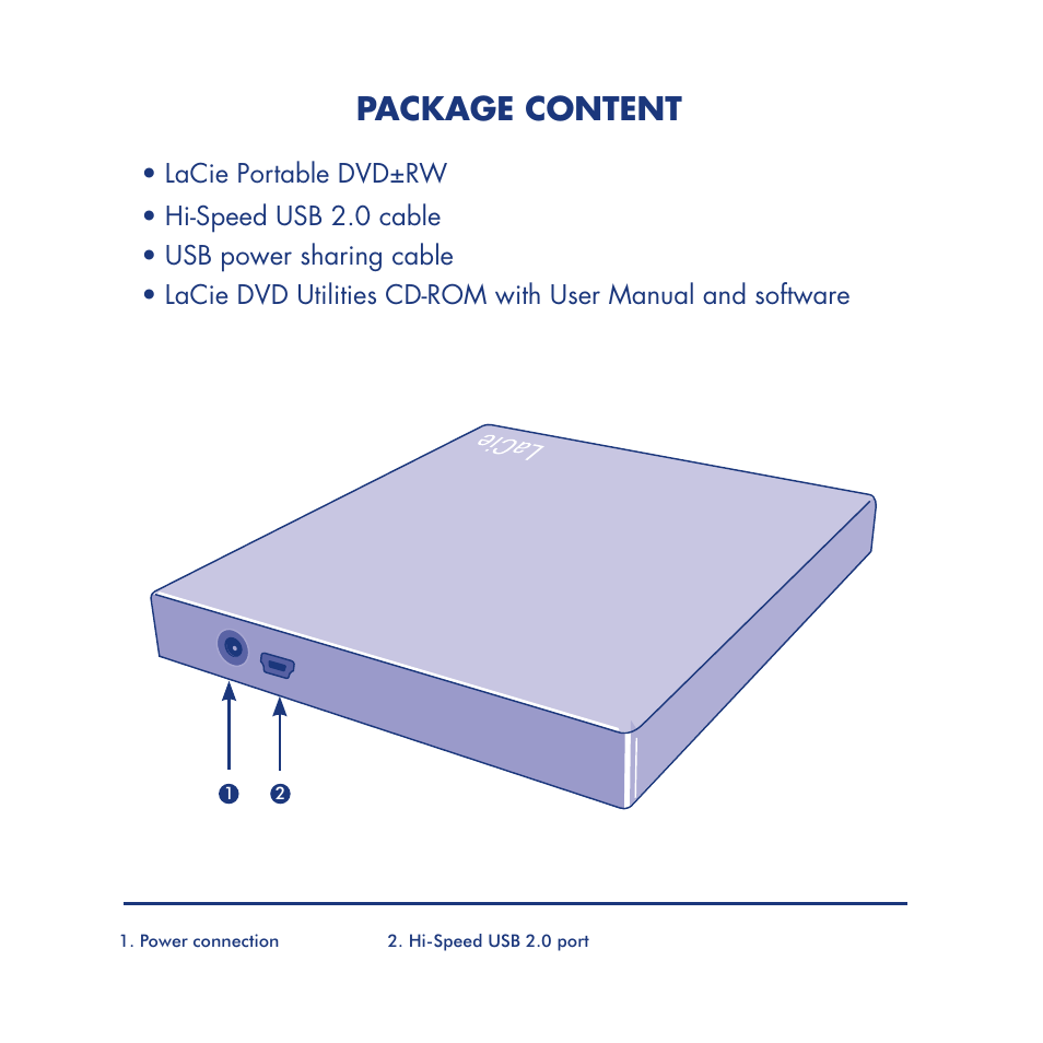 Package content | LaCie Portable DVD RW Design by Sam Hecht User Manual | Page 2 / 8