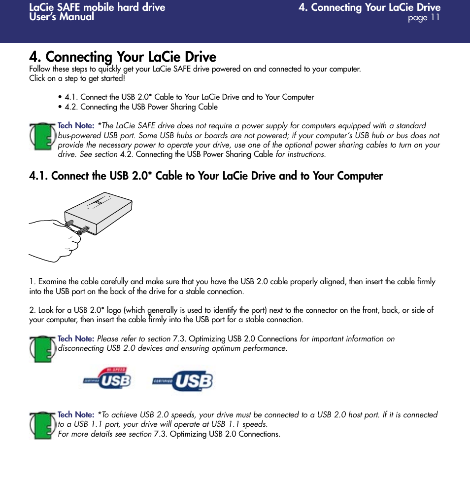 Connecting your lacie drive | LaCie 1.0 User Manual | Page 12 / 51