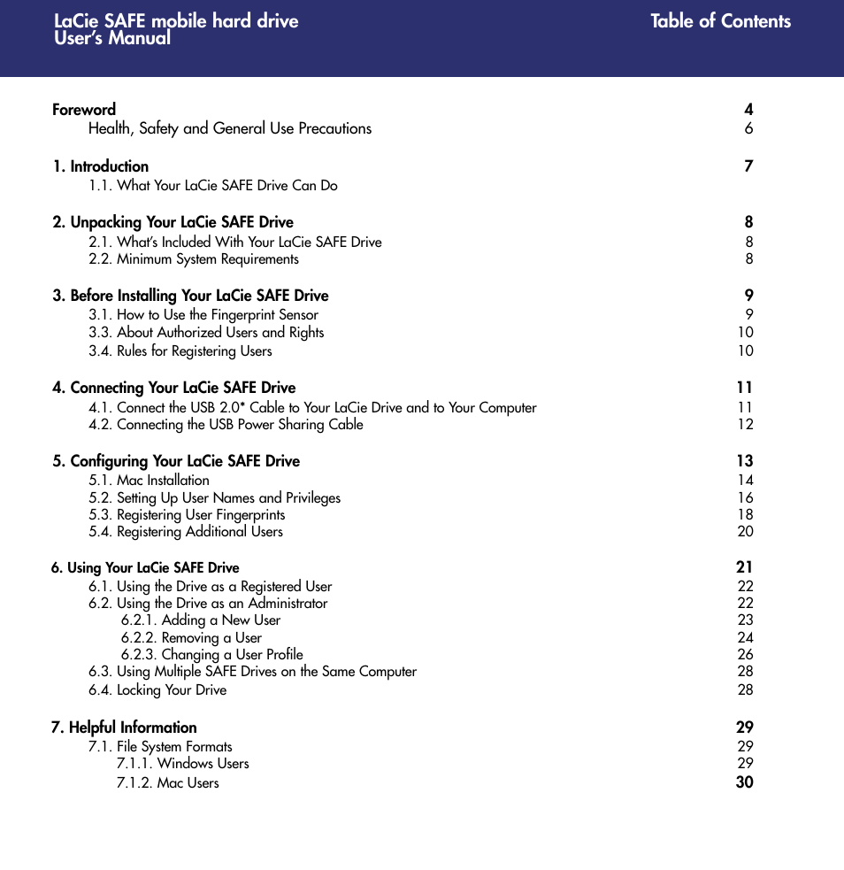 LaCie 1.0 User Manual | Page 3 / 51
