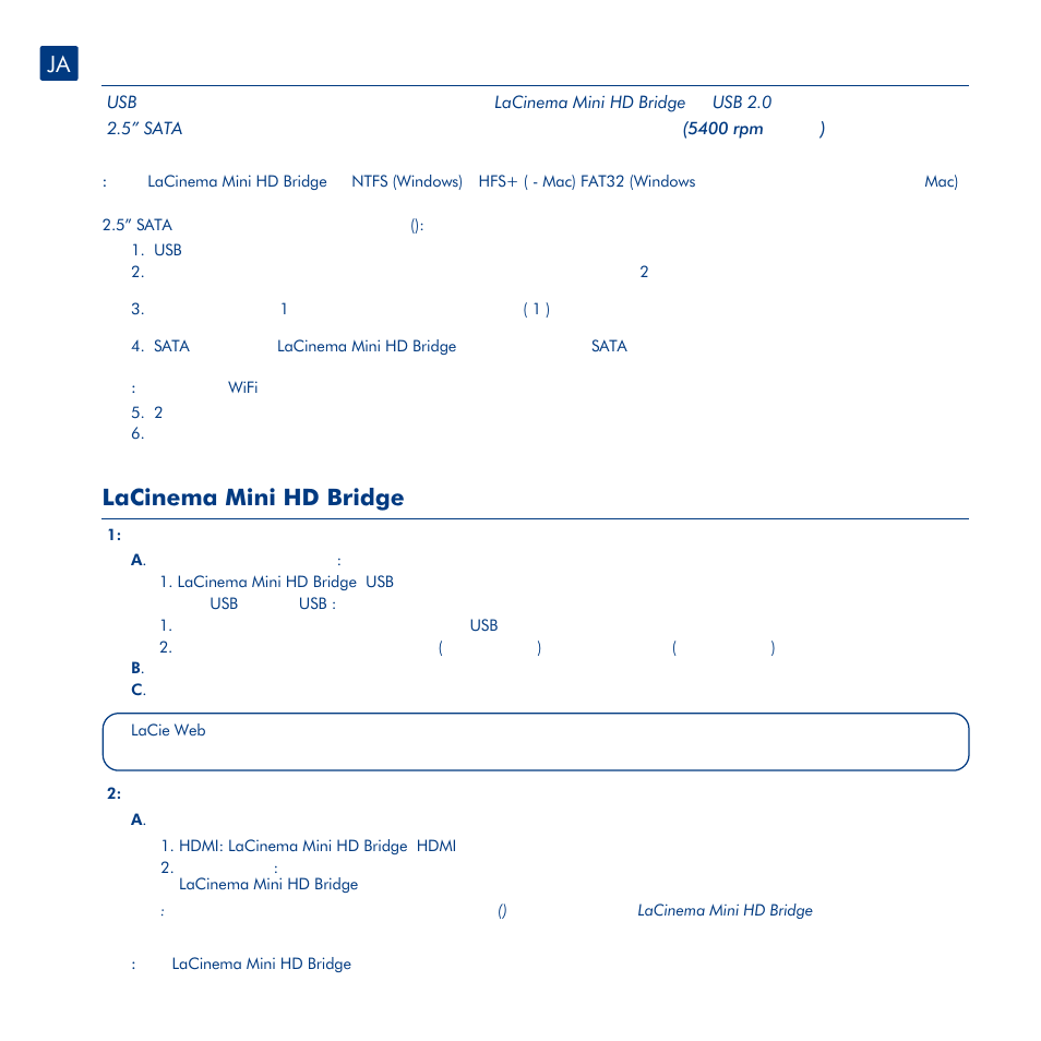 Lacinema mini hd bridge | LaCie La Cinema Mini BridgeHD User Manual | Page 38 / 48