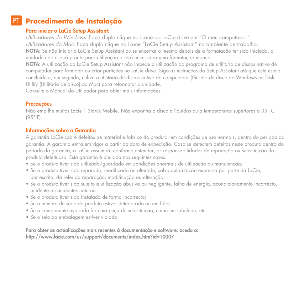 Procedimento de instalação | LaCie Starck Mobile User Manual | Page 11 / 24