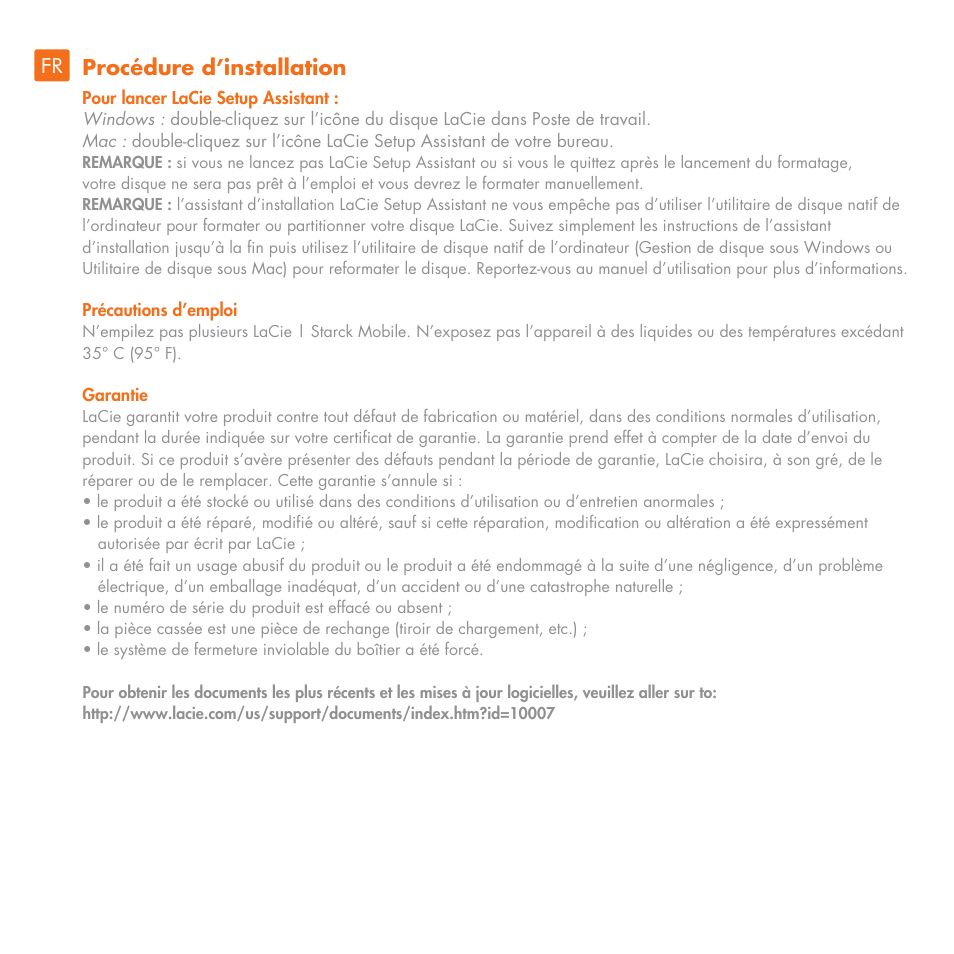 Procédure d’installation | LaCie Starck Mobile User Manual | Page 6 / 24