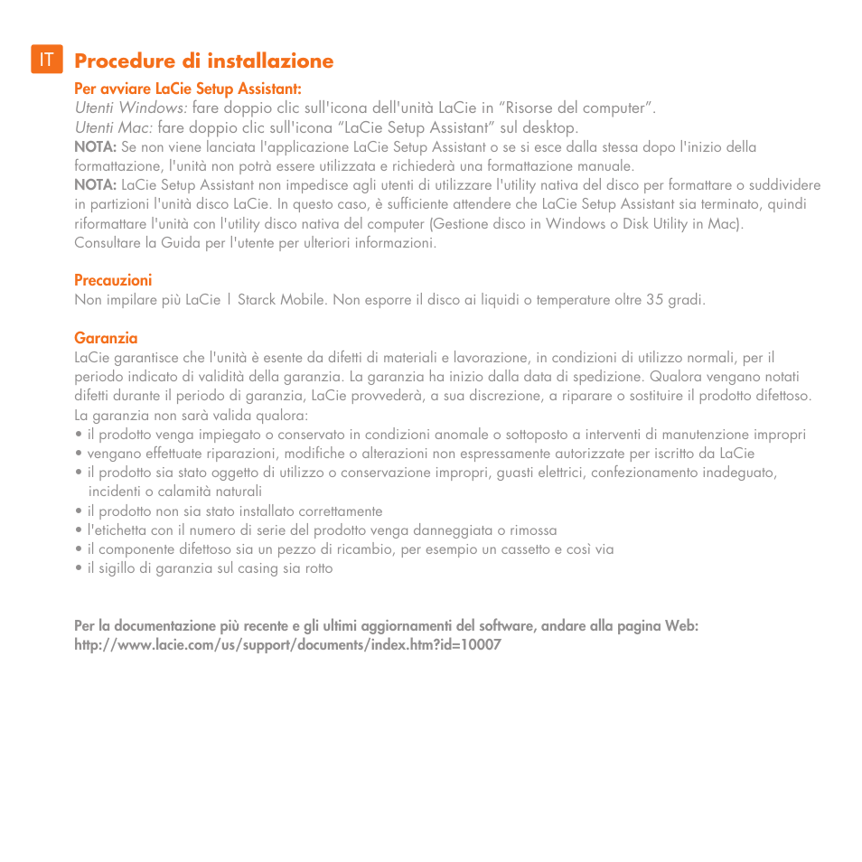 Procedure di installazione | LaCie Starck Mobile User Manual | Page 7 / 24
