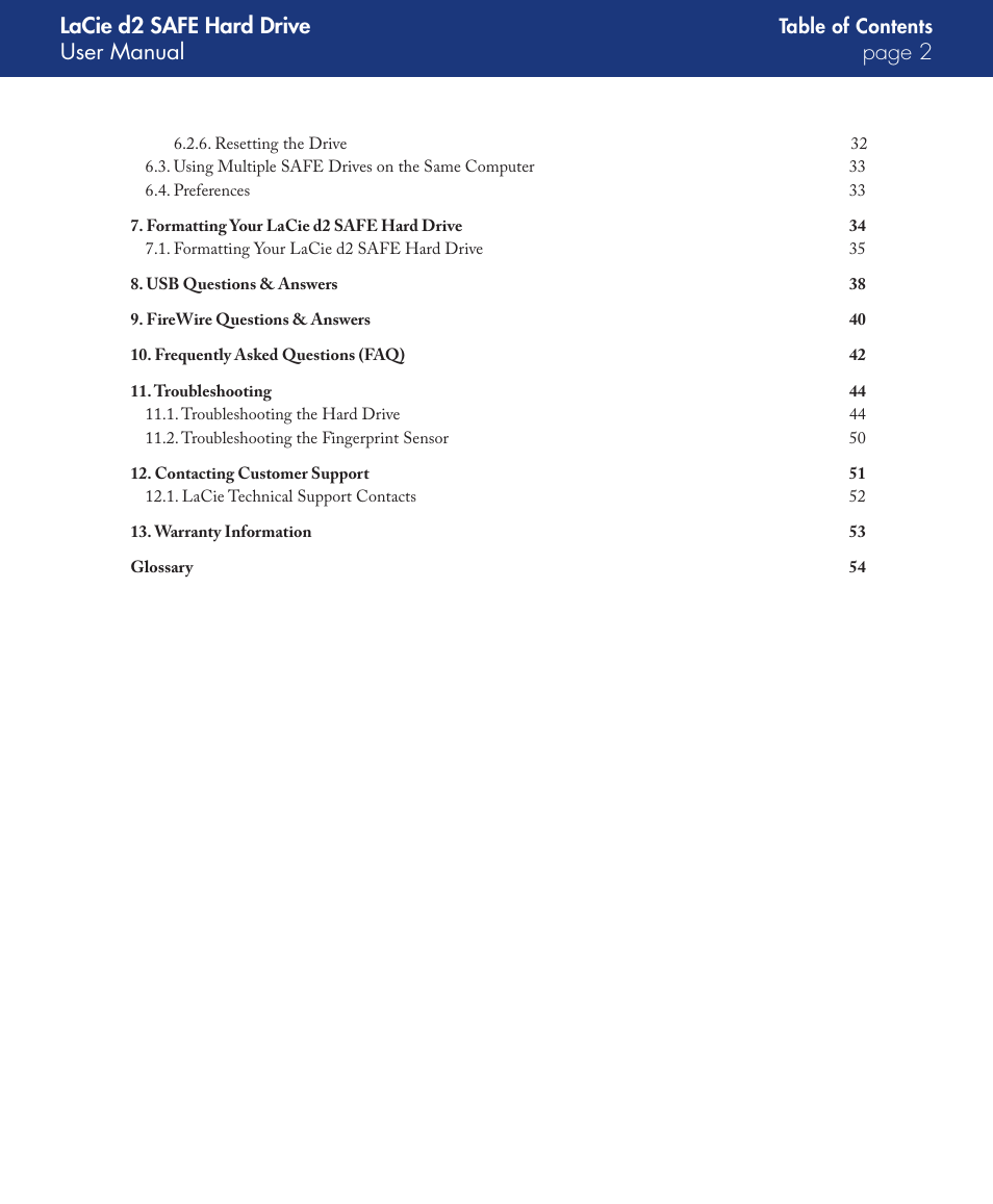 Lacie d2 safe hard drive user manual page | LaCie d2 User Manual | Page 2 / 54