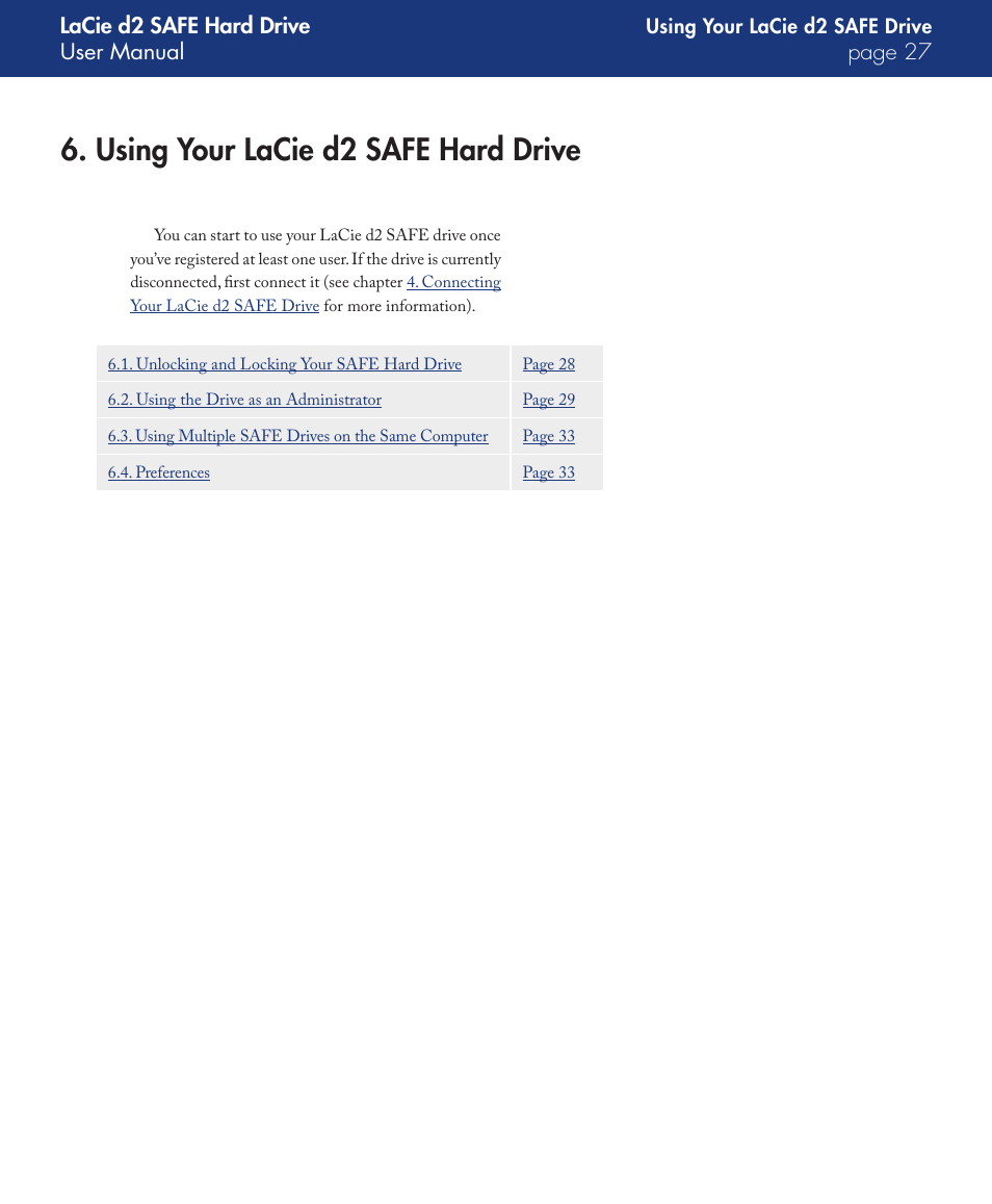 Using your lacie d2 safe hard drive | LaCie d2 User Manual | Page 27 / 54