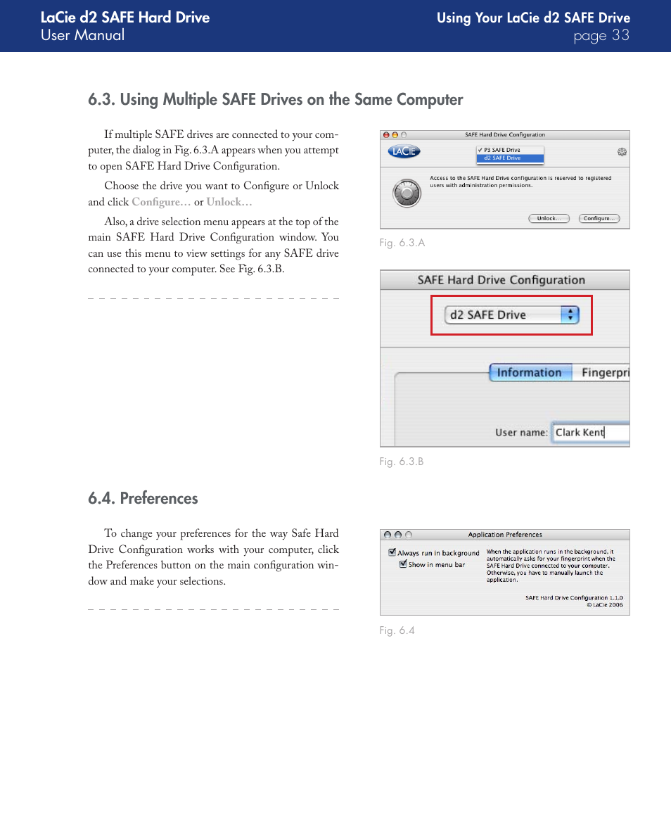 Using multiple safe drives on the same computer, Preferences | LaCie d2 User Manual | Page 33 / 54