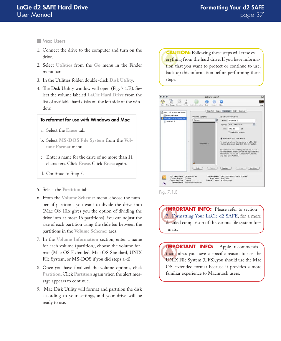 Lacie d2 safe hard drive user manual page | LaCie d2 User Manual | Page 37 / 54