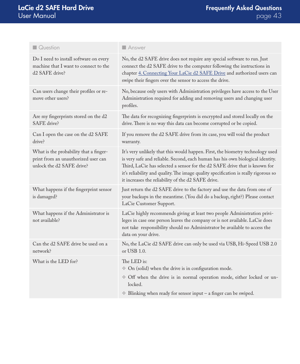 Lacie d2 safe hard drive user manual page | LaCie d2 User Manual | Page 43 / 54