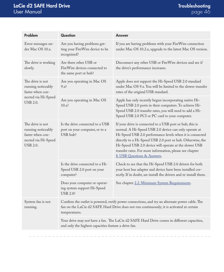 Lacie d2 safe hard drive user manual page | LaCie d2 User Manual | Page 46 / 54