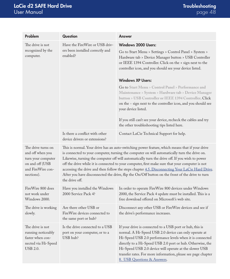 Lacie d2 safe hard drive user manual page | LaCie d2 User Manual | Page 48 / 54