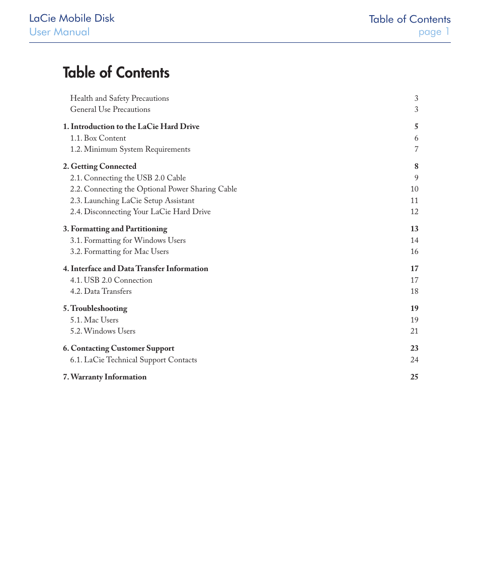 LaCie USB 2.0 User Manual | 25 pages