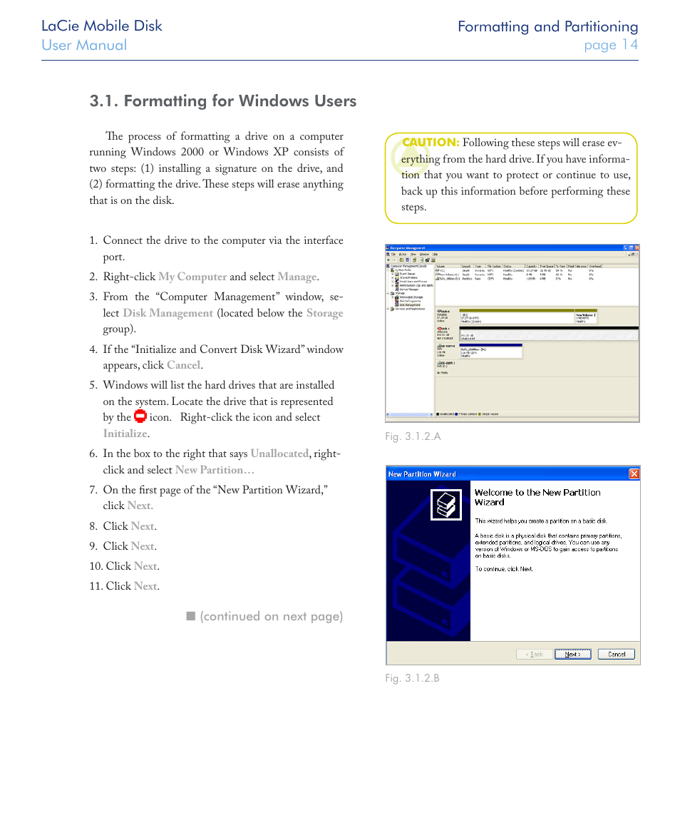 Formatting for windows users | LaCie USB 2.0 User Manual | Page 14 / 25