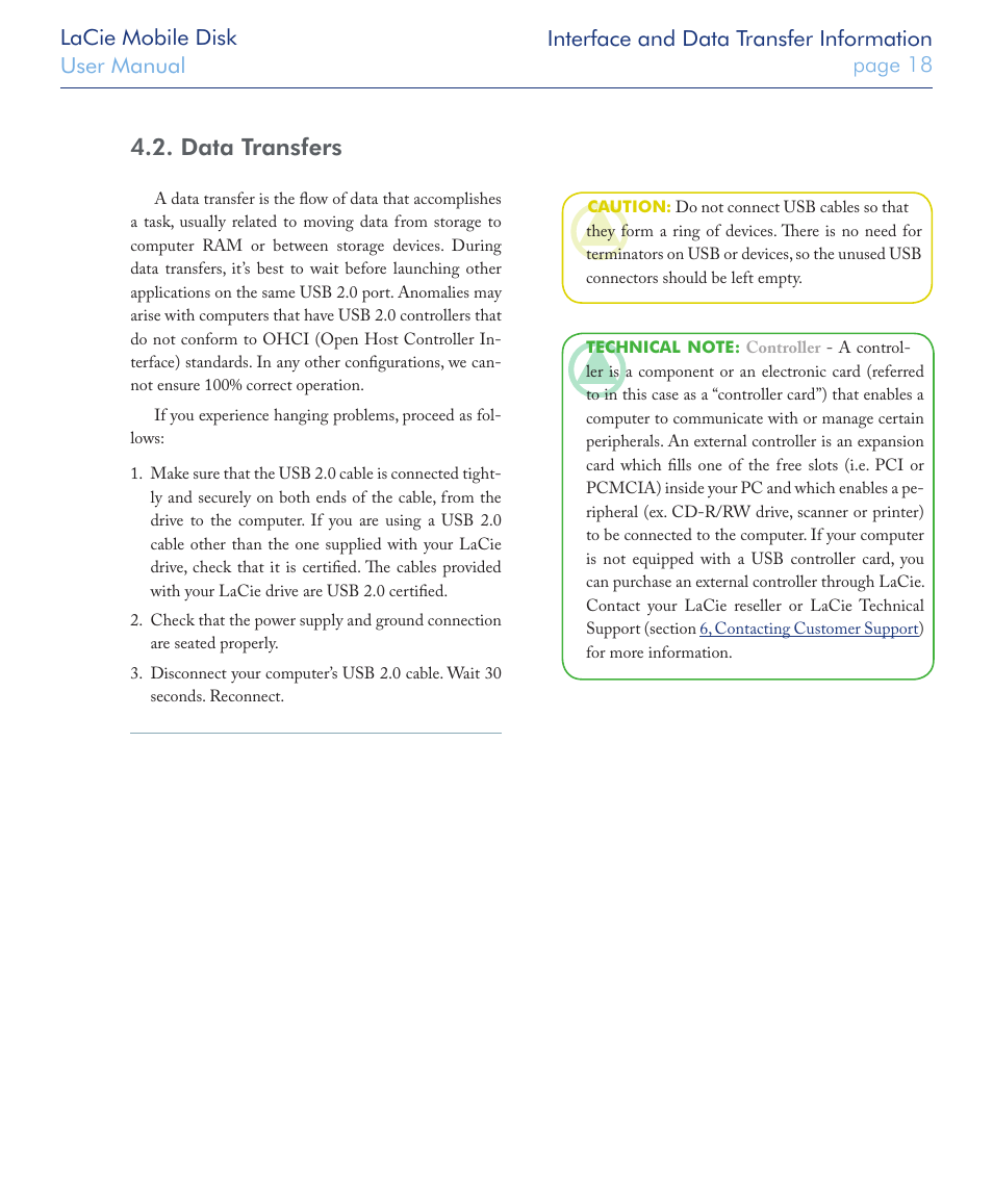 Data transfers | LaCie USB 2.0 User Manual | Page 18 / 25