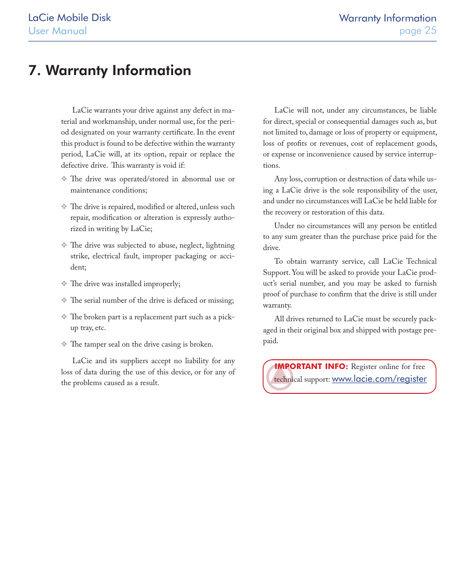Warranty information | LaCie USB 2.0 User Manual | Page 25 / 25