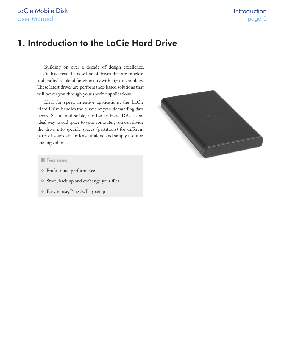 Introduction to the lacie hard drive | LaCie USB 2.0 User Manual | Page 5 / 25