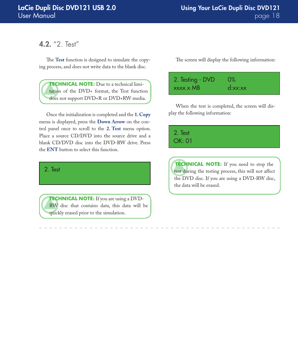 “2. test | LaCie DVD121 User Manual | Page 18 / 40