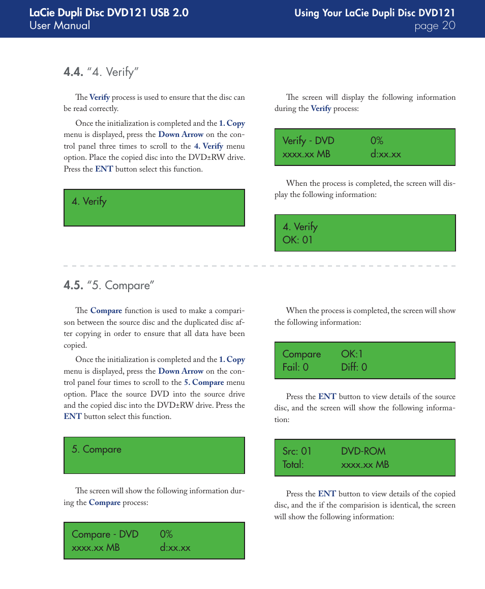 “4. verify, “5. compare | LaCie DVD121 User Manual | Page 20 / 40