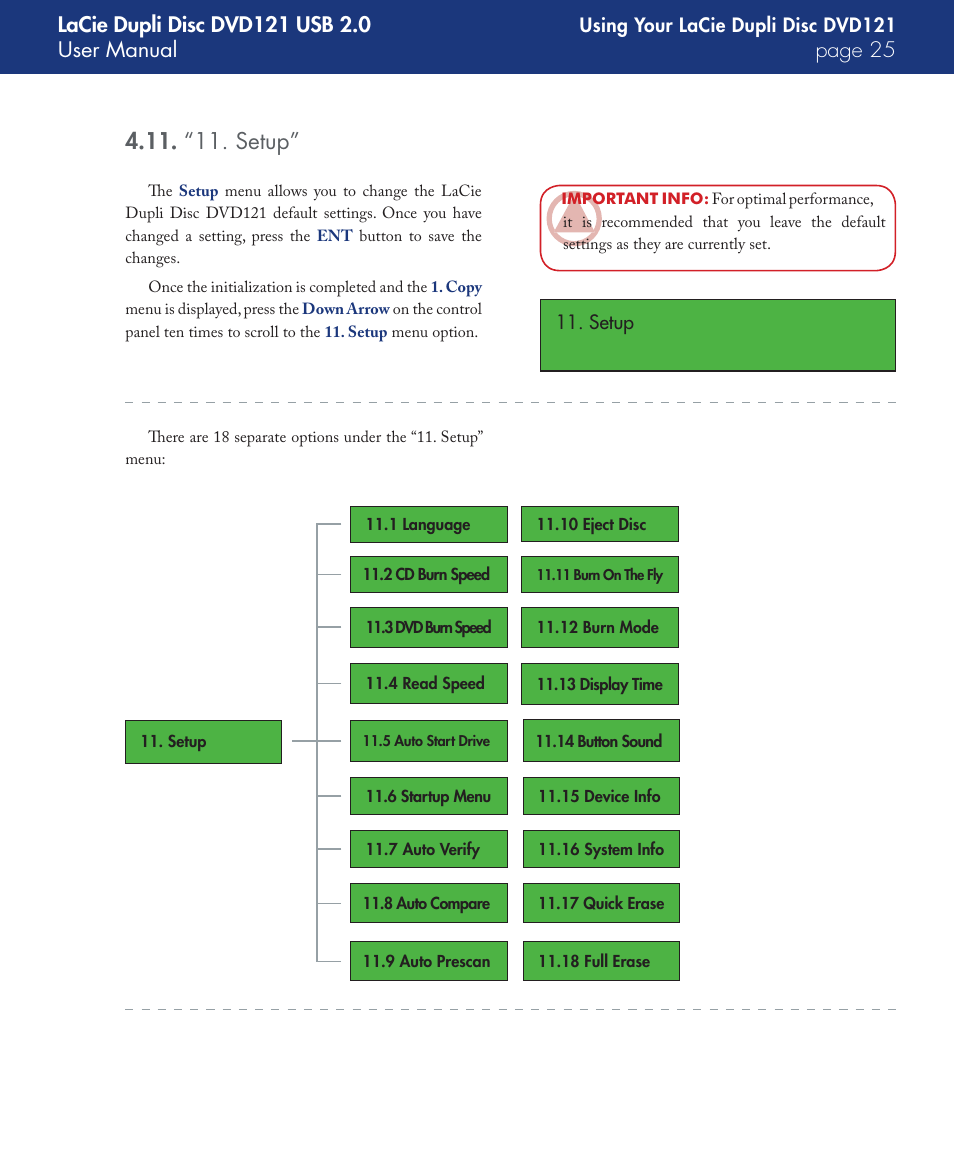 “11. setup | LaCie DVD121 User Manual | Page 25 / 40