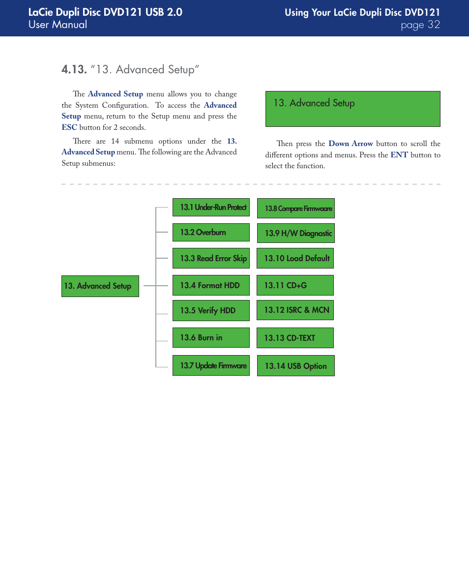 “13. advanced setup | LaCie DVD121 User Manual | Page 32 / 40