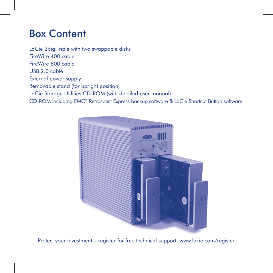 Box content | LaCie 2big triple User Manual | Page 2 / 24