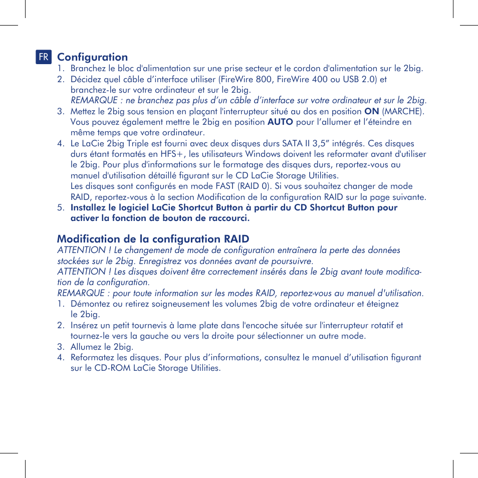 Configuration, Modification de la configuration raid | LaCie 2big triple User Manual | Page 7 / 24