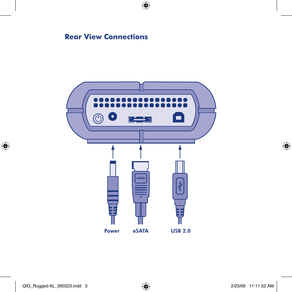Rear view connections | LaCie rugged XL User Manual | Page 3 / 24
