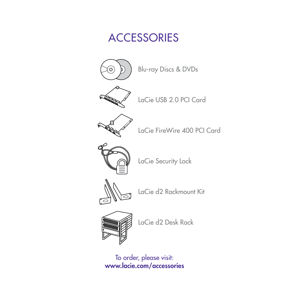 Accessories | LaCie d2 Blu-ray User Manual | Page 2 / 16