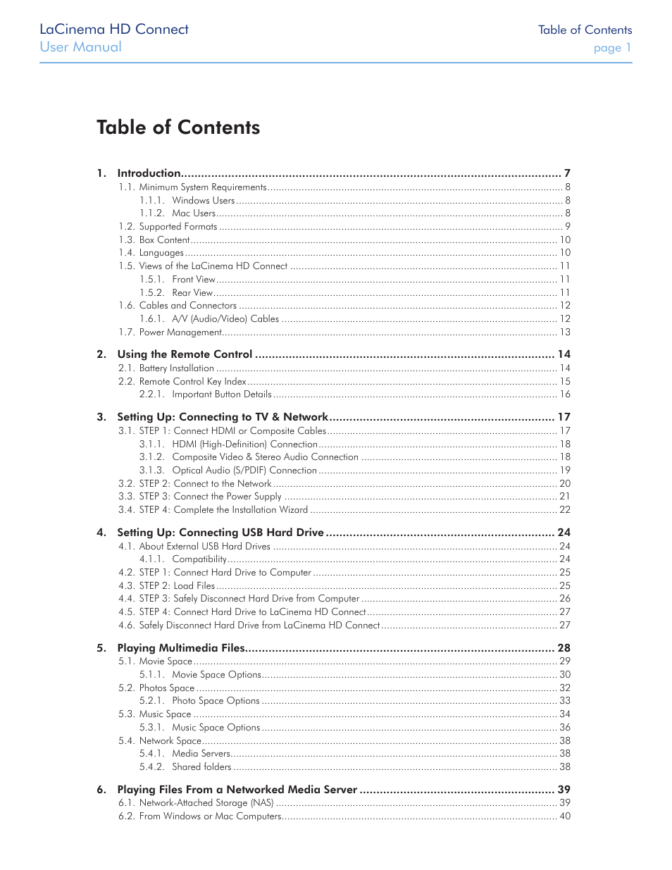 LaCie LaCinema HD Connect User Manual | 72 pages