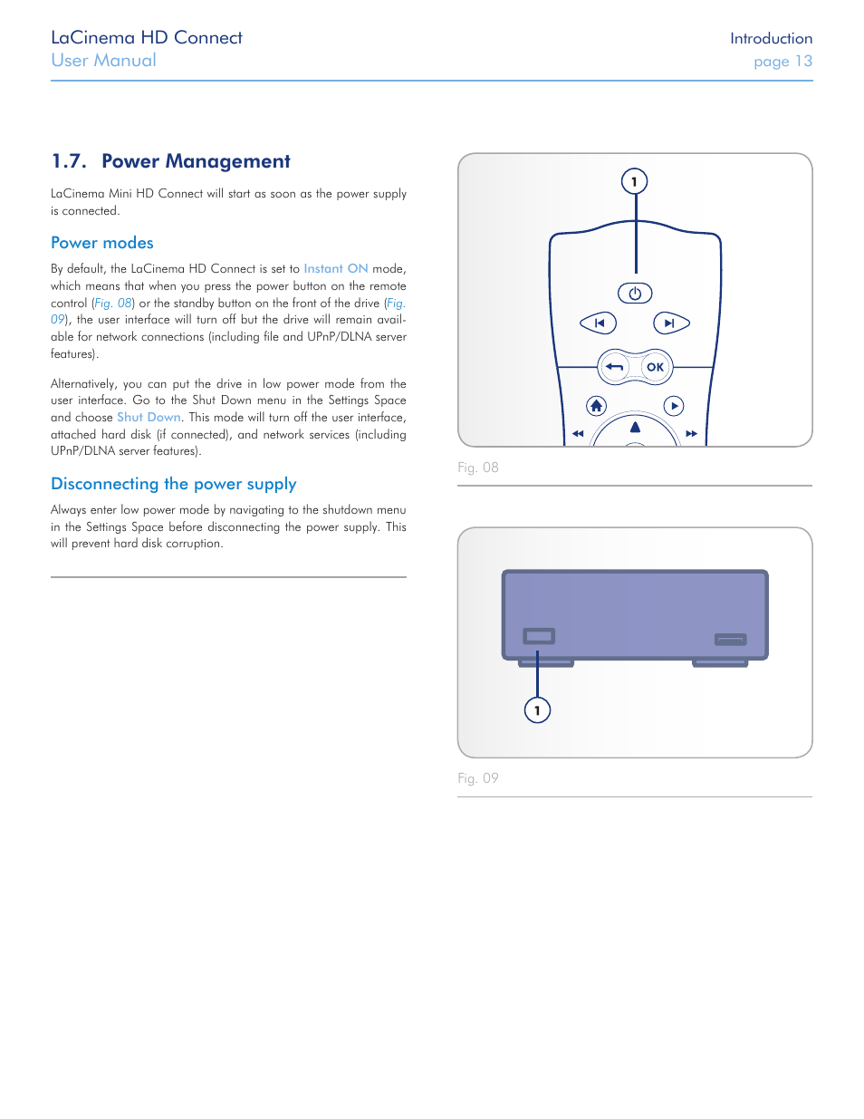 Power management, For more details), Lacinema hd connect | User manual | LaCie LaCinema HD Connect User Manual | Page 13 / 72