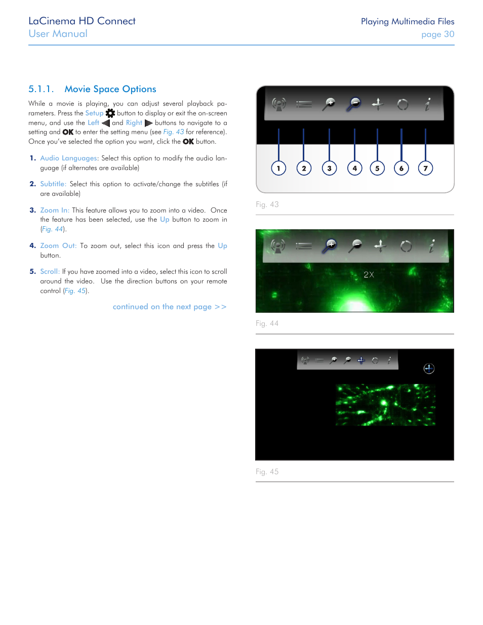 Movie space options, Lacinema hd connect, User manual | LaCie LaCinema HD Connect User Manual | Page 30 / 72