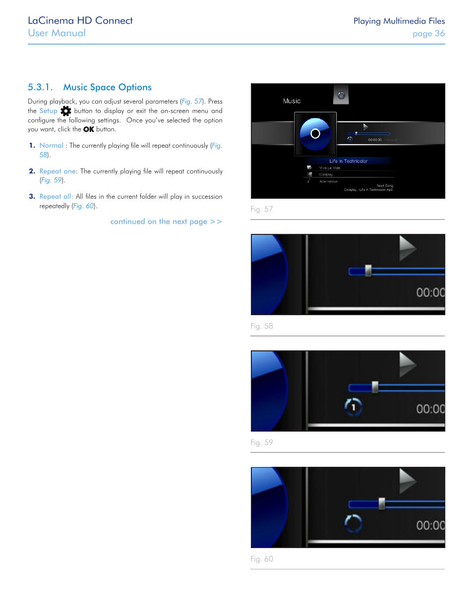 Music space options, Lacinema hd connect, User manual | LaCie LaCinema HD Connect User Manual | Page 36 / 72