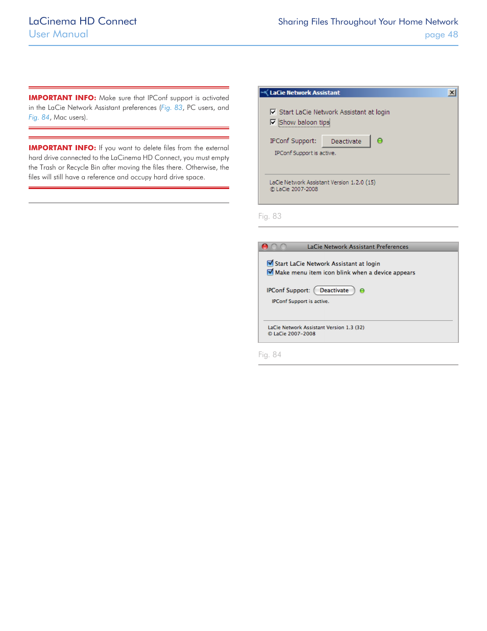 Lacinema hd connect, User manual | LaCie LaCinema HD Connect User Manual | Page 48 / 72