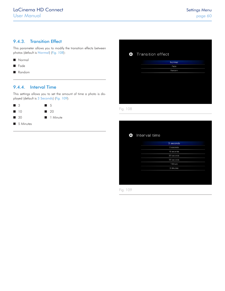 Transition effect, Interval time, Transition effect 9.4.4. interval time | Lacinema hd connect, User manual | LaCie LaCinema HD Connect User Manual | Page 60 / 72