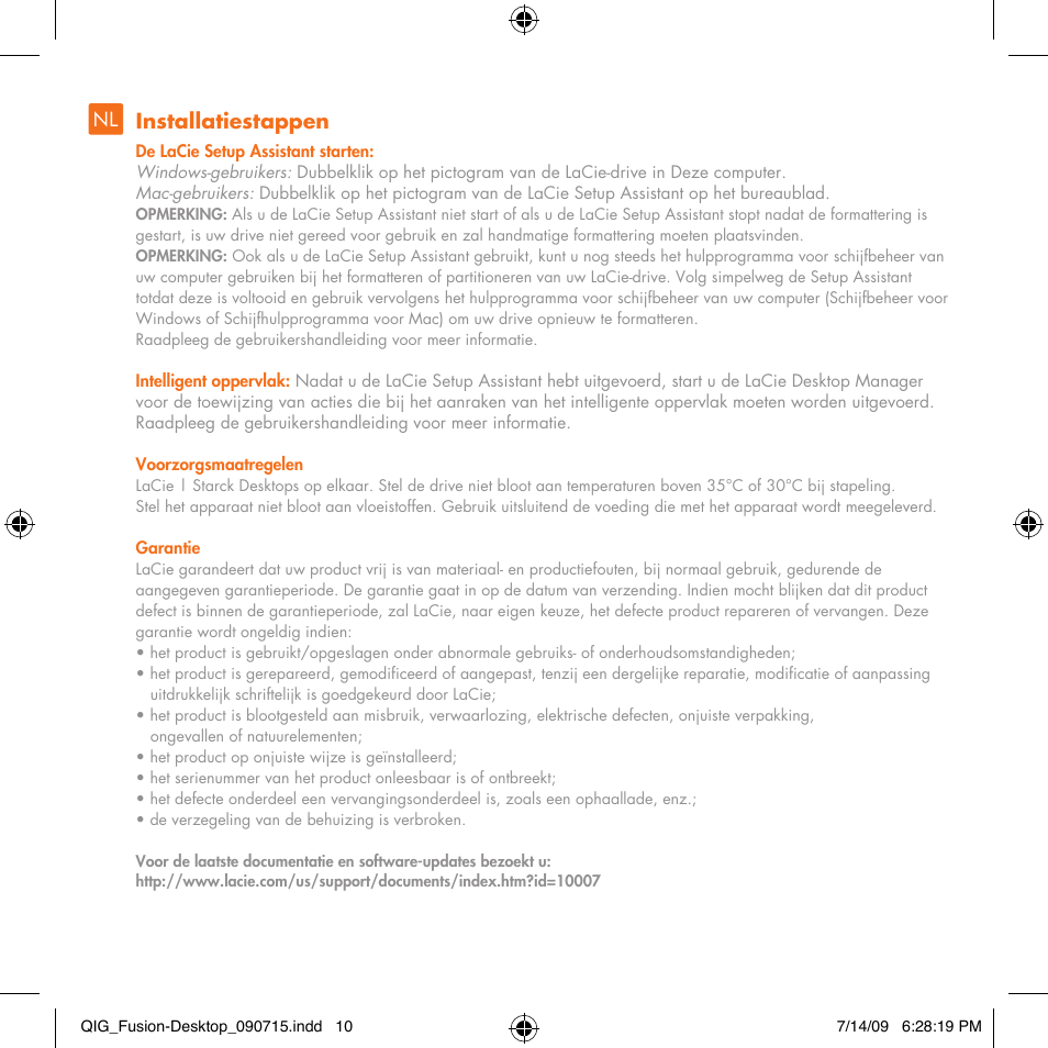 Nl installatiestappen | LaCie Starck Desktop User Manual | Page 10 / 24