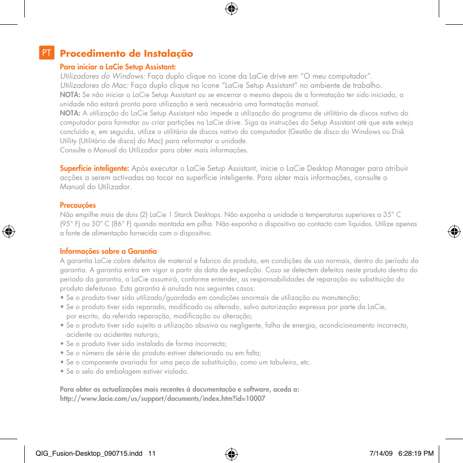 Pt procedimento de instalação | LaCie Starck Desktop User Manual | Page 11 / 24